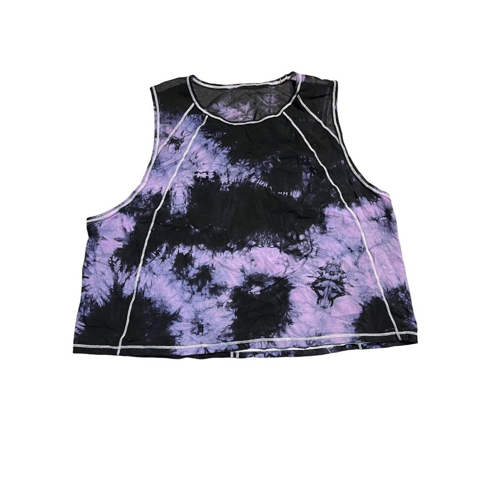 Lululemon Tie-Dyed Cropped Sculpt Tank Black & Purple Athletic Wear Size 10